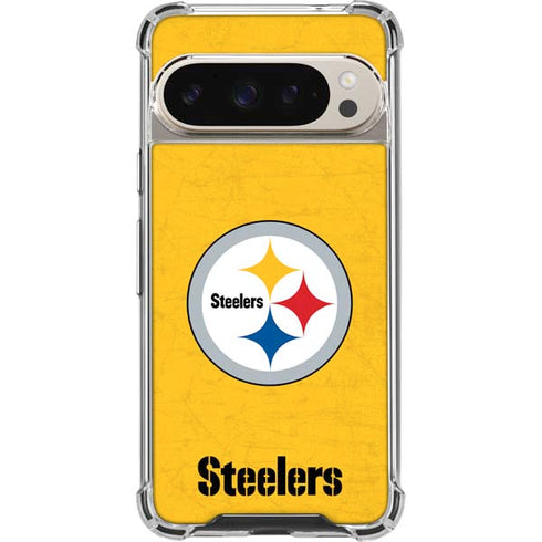 NFL Pittsburgh Steelers - Alternate Distressed Pixel 9/9 Pro Clear Case